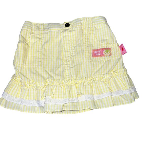 Strawberry Shortcake Y2K yellow and pink ruffled tiered gingham girls skirt 4T - Picture 1 of 6